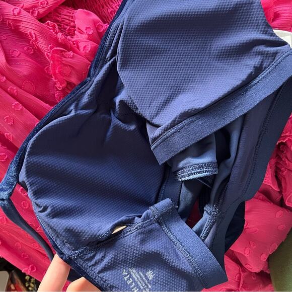 Athleta Elation V-Neck Blue Velvet Crop Top - Picture 8 of 8